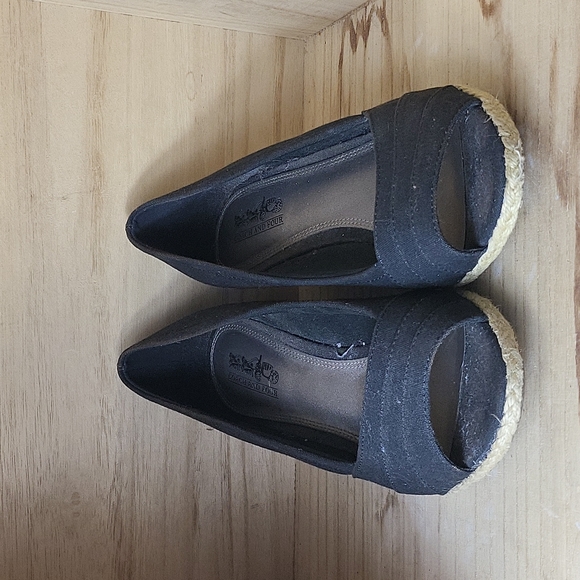 Coach and Four Womens Espadrilles Black Open Toe Wedge Sandals - Picture 4 of 9
